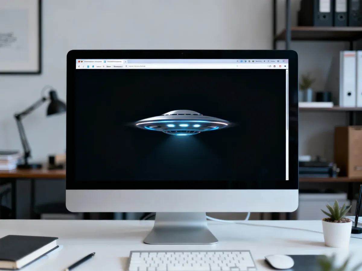 Monitor wyświetlający test ruchu UFO z wyraźnym, ostrym obiektem