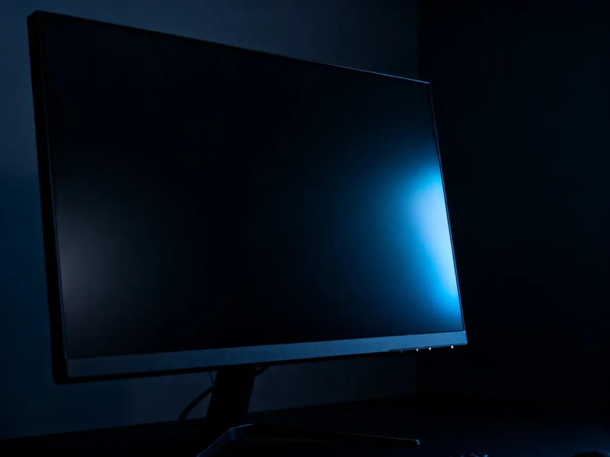 Monitor IPS z delikatną srebrzystoniebieską poświatą widoczną przy rogach ekranu