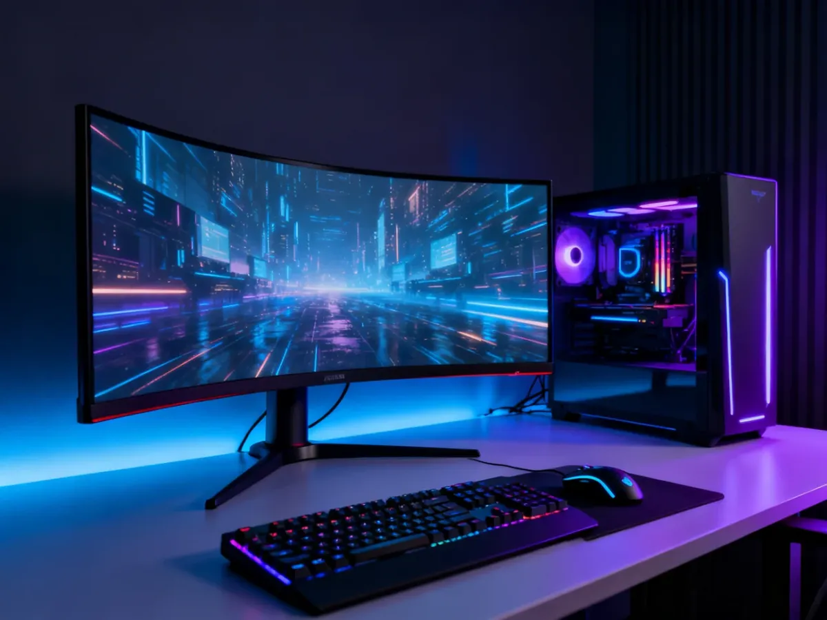 Różne typy monitorów gamingowych na stanowisku gracza