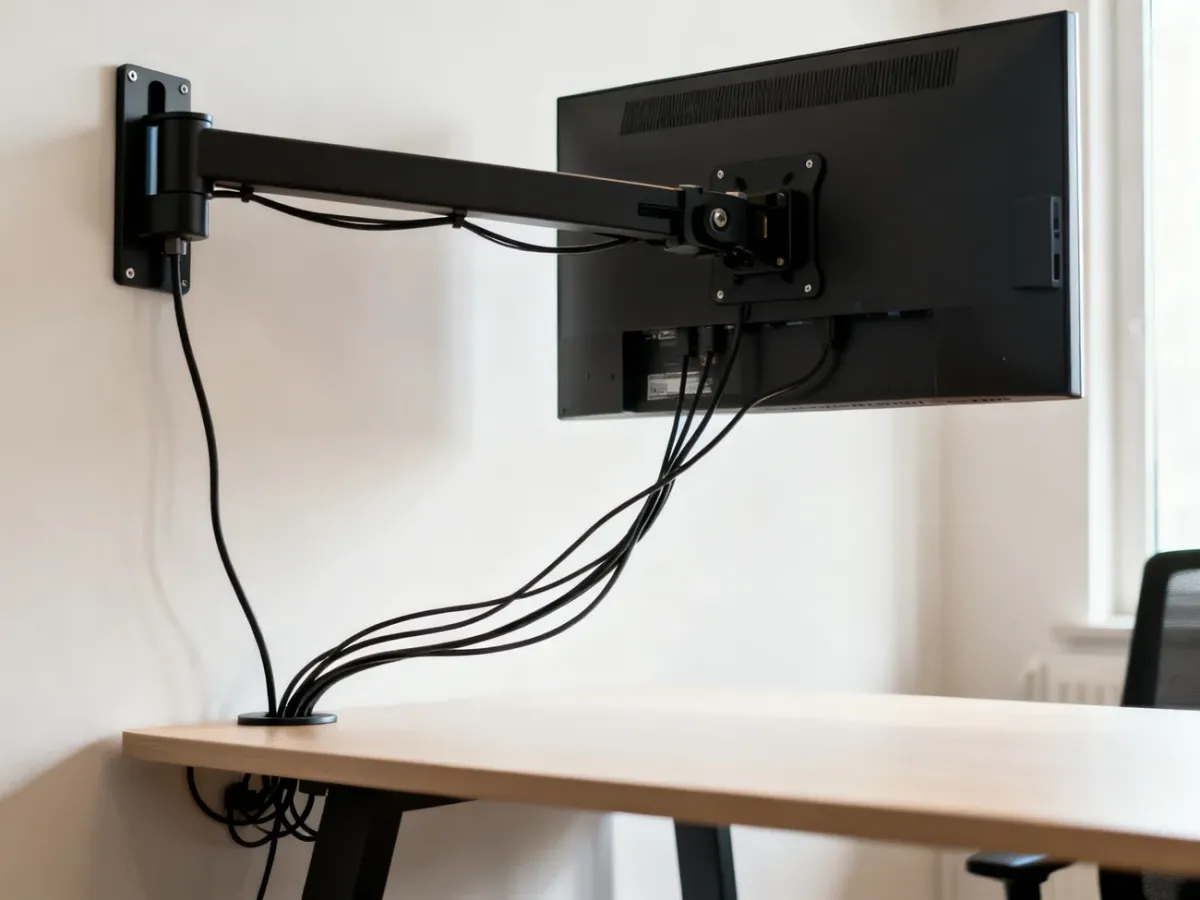 Computer monitor securely mounted on an adjustable wall arm