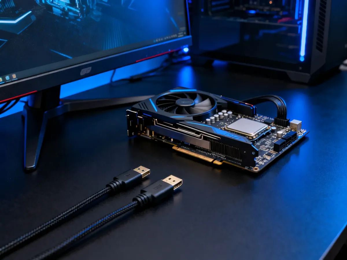 Computer setup with gaming monitor and hardware for high refresh rates