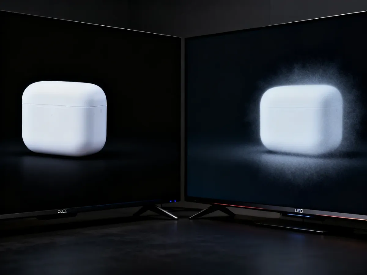 Porównanie czerni i efektu halo na ekranach OLED i LED