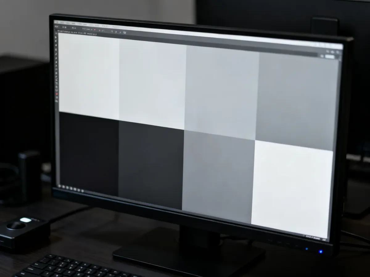 Plansza kontrolna z gradientami szarości na monitorze