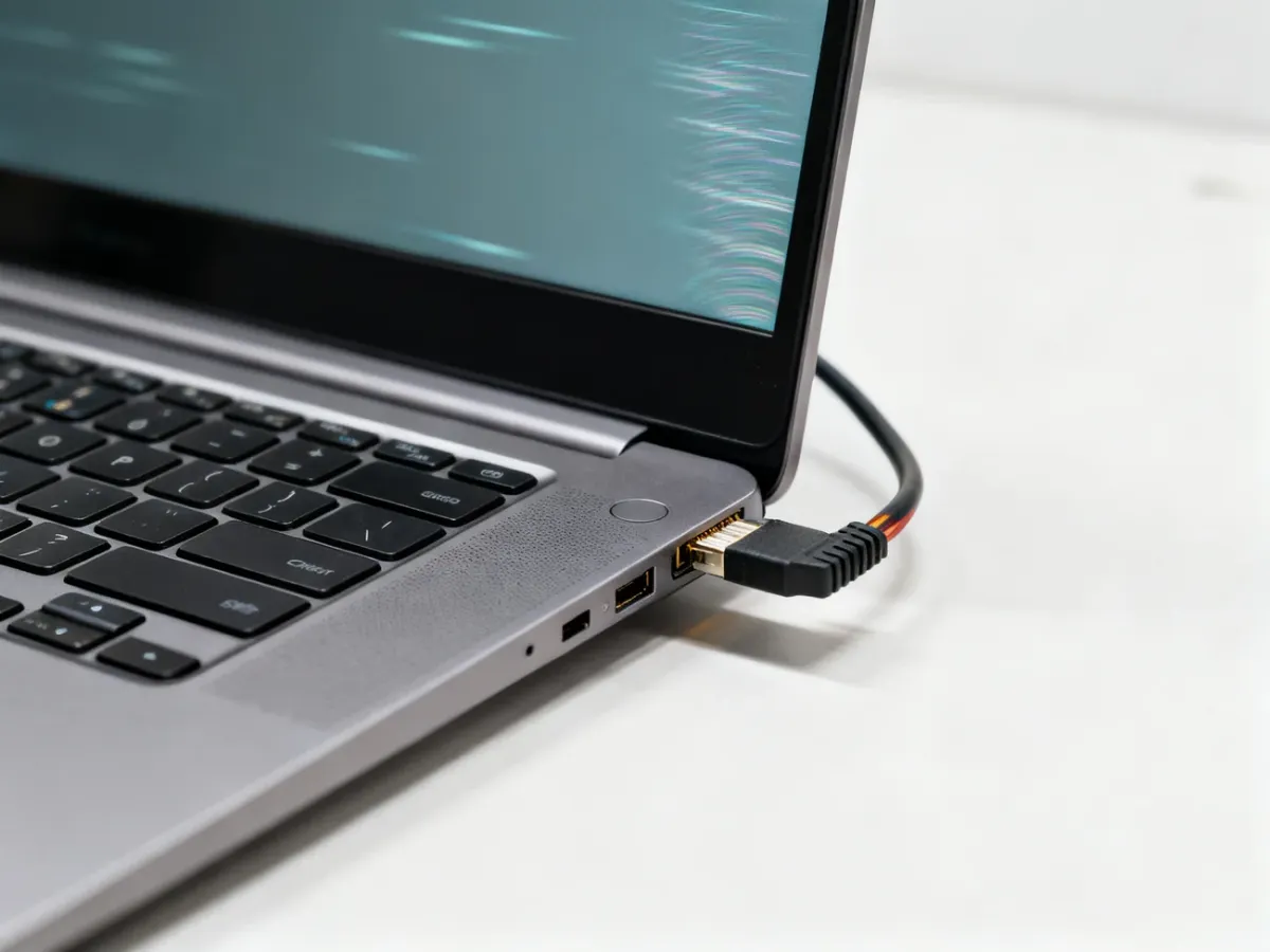Taśma sygnałowa i złącze matrycy laptopa widoczne przy zawiasie
