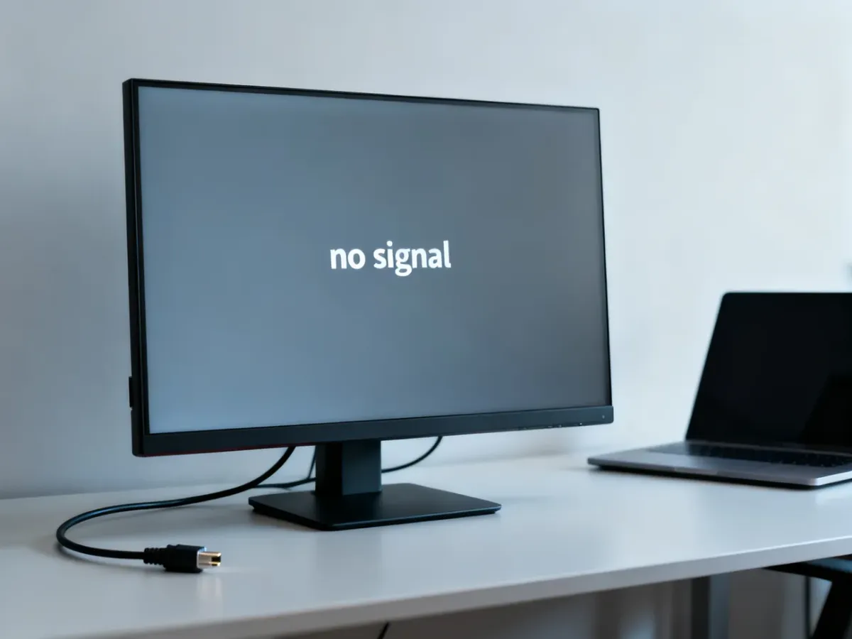 Monitor wyświetlający brak sygnału z odłączonym przewodem wideo